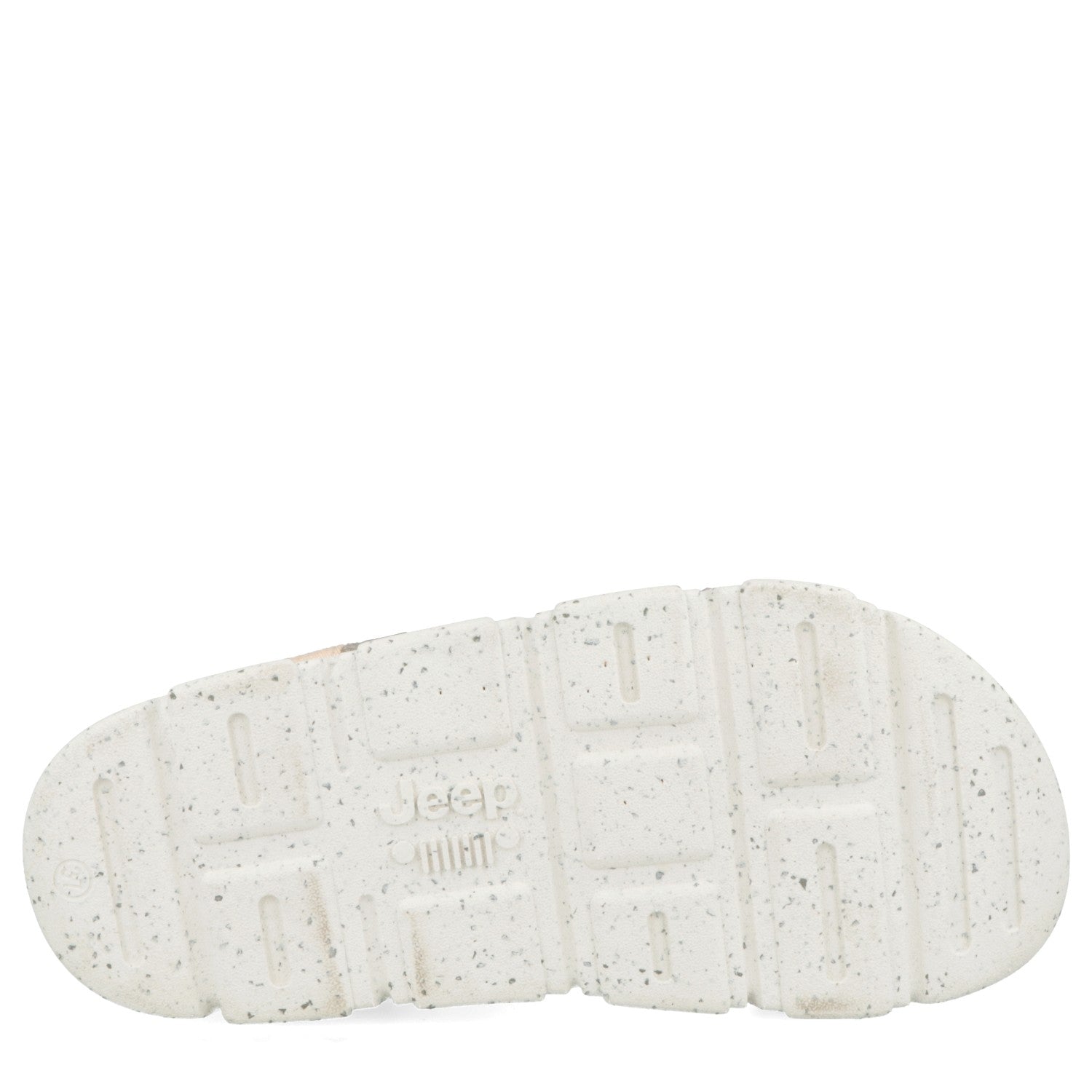 White sandal sole with Jeep logo