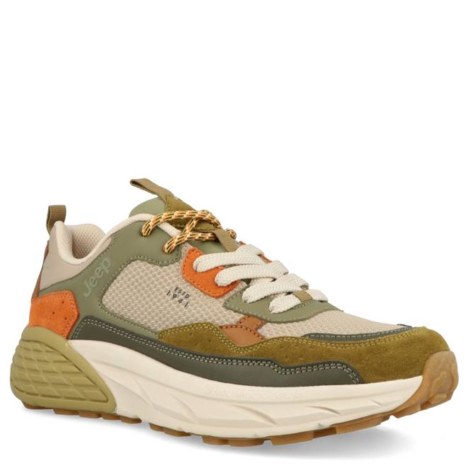Khaki and orange sneaker with Jeep logo for men
