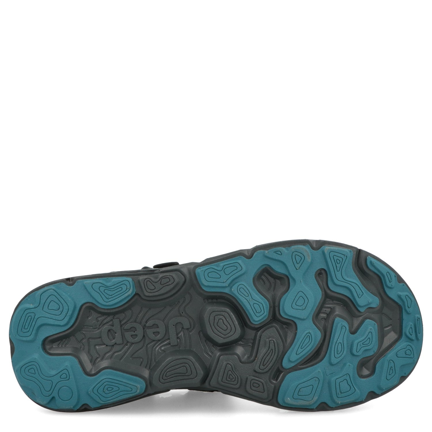 Black and blue shoe sole with Jeep logo
