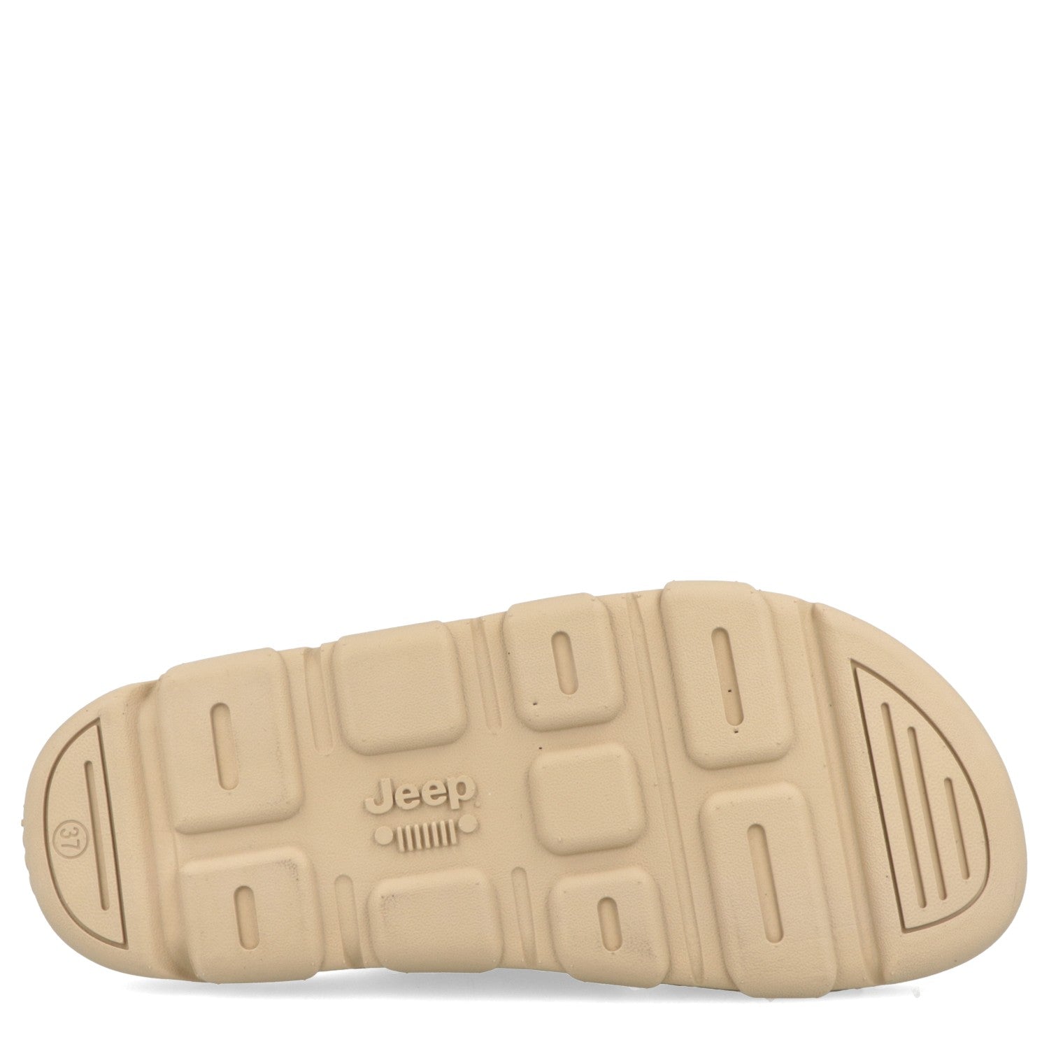 Beige sandal sole with Jeep logo