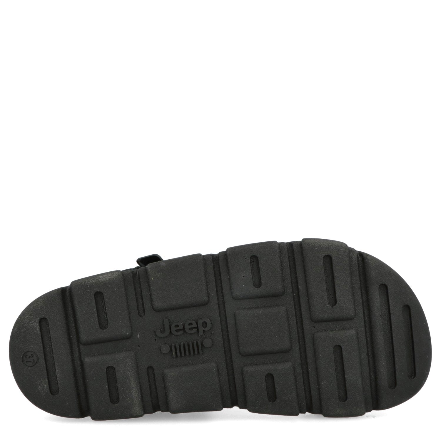 Black sandal sole with Jeep logo