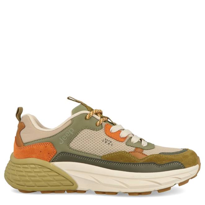 Khaki and orange sneaker with Jeep logo for men