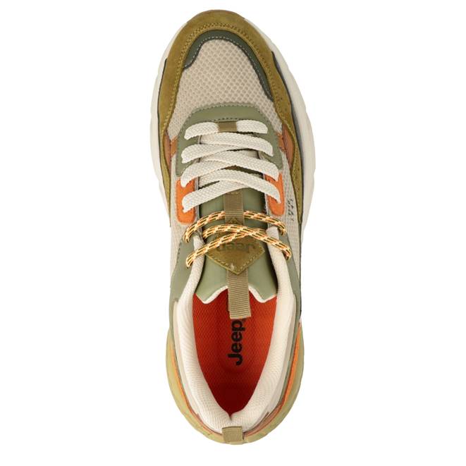 Khaki and orange sneaker with Jeep logo for men